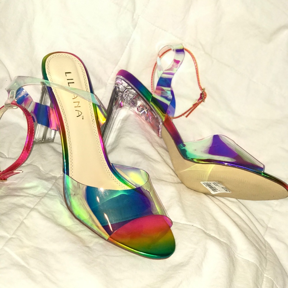 Liliana clear rainbow heels. New with tags.